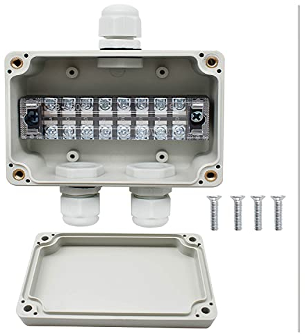 SRJQXH IP66 Waterproof Junction Boxes, 3 Way Cable Connector with Terminals Strip, Screw and PG9 Waterproof Vonnector for Indoor and Outdoor 4-8 mm Cables (White)