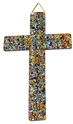 Kreuz Murano-Glas ca.14,5x9cm bunt