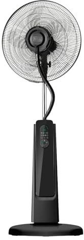BLACK+DECKER - Standventilator mit Wasser BXMF75E + 75W | 3 Geschwindigkeiten | digitales Display | oszillierend | Fernbedienung | Nebelzerstäuber