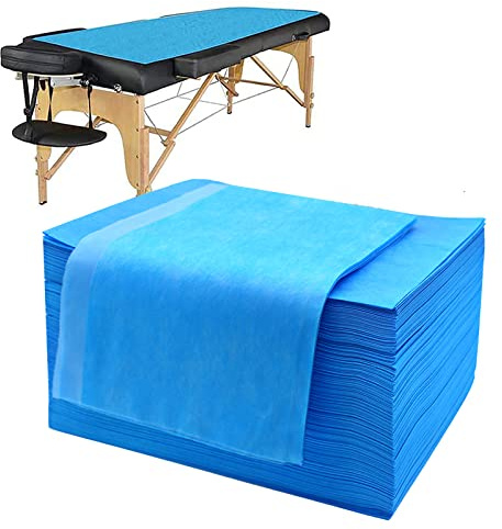 Luriseminger Einweg Massageliege Bettlaken, 100pcs Vliesstoff Einweg Massagetisch Bettlaken für Massagesalon SPA Tattoo Hotels, 80 x 180cm, Blau