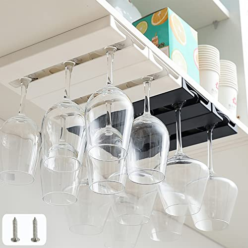 JAMEND CLXP Weinglasregal aus Kunststoff mit Schrauben (kein Klebstoff), Weinglashalter, für Weingläser, zur Aufbewahrung von Gläsern, Bar, Küche, Weingläser, Organizer, Weiß, 2 Stück