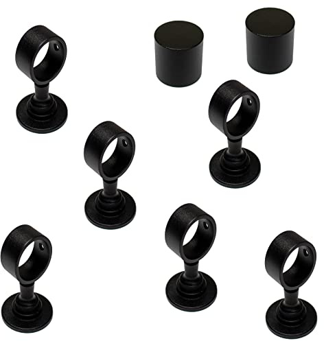 2 Endkappen und 6 Seilträger schwarz matt für 40mm Handlaufseil