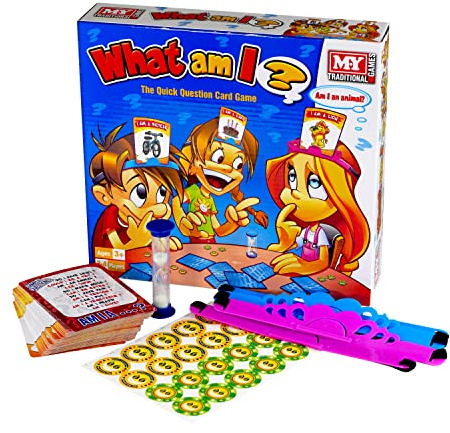 What Am I Card Game Traditional Family Party Guessing Game Quick Question Card Game Suitable for Adults and Kids Travel Game Toy 50 Cards Chips Timer