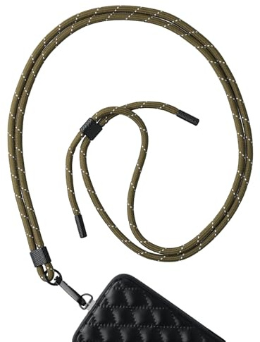 AHABIPERS Nylon Phone Lanyard, Adjustable Crossbody Strap, Universal Mobile Phone Chain with Metal Ring - No Case (Green&White)