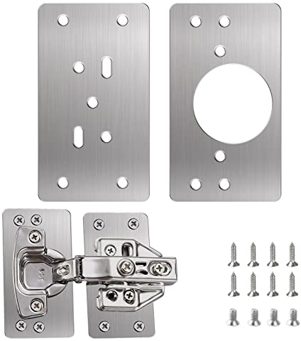 flintronic Edelstahl Scharnier Reparaturplatte, 2 Stück Küchenscharnier Reparaturplatten mit 12 Stück Schrauben, Küchen charnier Reparaturset Tür Schrank Wohnmöbel Schublade Kisten Fenster