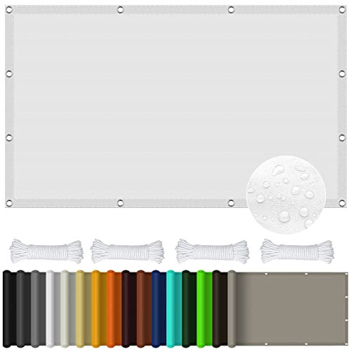 Voile D‘ombrage Rectangulaire 1.8 x 5 m Imperméable Toile Imperméable Protection des Rayons UV à 98% avec Corde pour Voiture,Restaurant,Jardin, Blanc