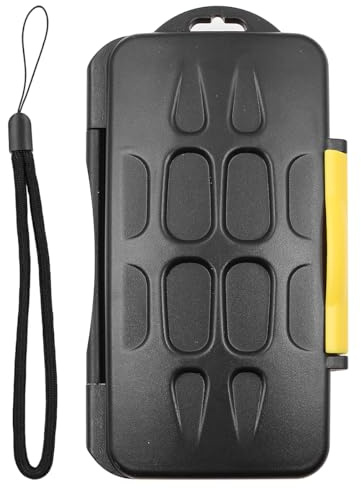 NUZAMAS Soporte para tarjetas SD, resistente al agua y profesional, resistente a los golpes, funda para tarjetas de memoria, correa para el cuello para 12 tarjetas SD y 12 tarjetas Micro SD TF