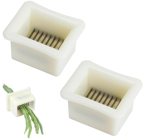 Bafnsiji 2Pcs White Color Bean Slicer, Beans Beans Peeler, Multi-Function Bean Wire Cutter, Bean Stringer and Slicer, Mini Runner Bean Slicer Cutters