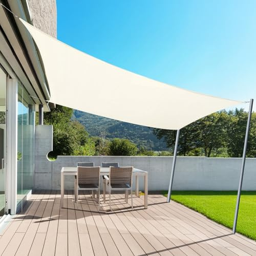 AXT SHADE Vela Ombreggiante Impermeabile Rettangolare 2x3m Tenda a Vela Parasole e Protezione Raggi UV per Esterno Giardino Terrazza-Crema