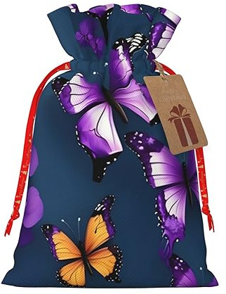 Schöne lila Schmetterling zarte Stoff Geschenktaschen mit Kordelzug – charmantes Geschenk für Feste als Geschenk