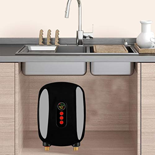Elektrischer Durchlauferhitzer, 6500W 220V Instant Electric Tankless Durchlauferhitzer Mini Temperatur Sofort Warm mit LED-Anzeige für Haus Bad Küche (Version mit Touchscreen, Schwarz)