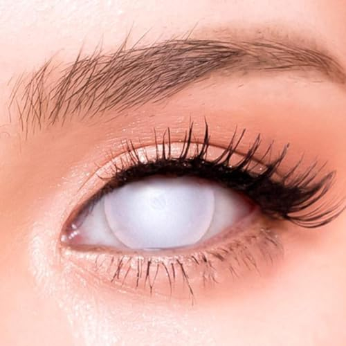 67 Arten Farbige Kontaktlinsen Halloween weiß ZOMBIE, 1 Paar, Ohne Sehstärke, leicht einzusetzende weiße Linsen, für Cosplay, Karneval, Fasching (H59)