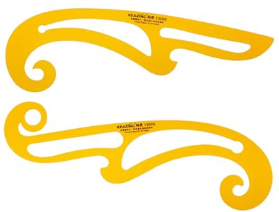 KEARING Französisches Kurvenlineal DIY Nähschneiderlineal | Transparent-orange, flexibles Plastik, 2 Größen – für Taille, Hüfte, Armlöcher, Brust & unregelmäßige Kurven