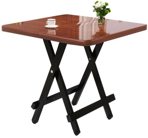Fällbart träbord – bärbart matbord och datorskrivbord, fyrkantigt, 2–6 personer, för camping och picknick – naturligt – 80 cm – trädgård, hemmakontor