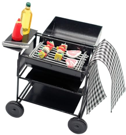 KOMBIUDA Mini-Grill Für Puppenhaus Miniatur-grillrost Spielküchen-grillset Kleiner BBQ-Grill Puppenhaus-möbel Küchen-Spiel-Requisite Miniatur-bastel-Grill Realistisches Grill-Modell