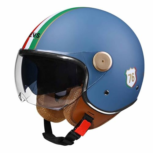 Casco Moto 3/4 Casco Moto Aperto Casco Moto Mezzo Casco Omologato DOT/ECE con Doppia Visiera Casco Jet Stile Vintage Retrò Per Bambini Giovani Uomini Donne