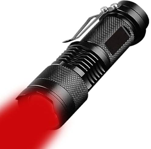 POCKETMAN Torcia elettrica a LED rossa ad alta potenza, lunghezza focale variabile con clip, torcia rossa per astronomia, aviazione e osservazione notturna