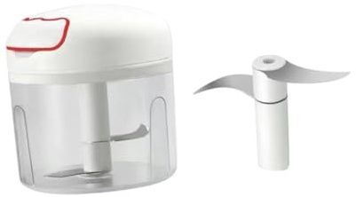 TOPBATHY Manueller Gemüsezerkleinerer mit 300ml Fassungsvermögen aus Pp und Edelstahl Tragbarer Knoblauchzerkleinerer für Zuhause und Reise Kompakt und Funktional