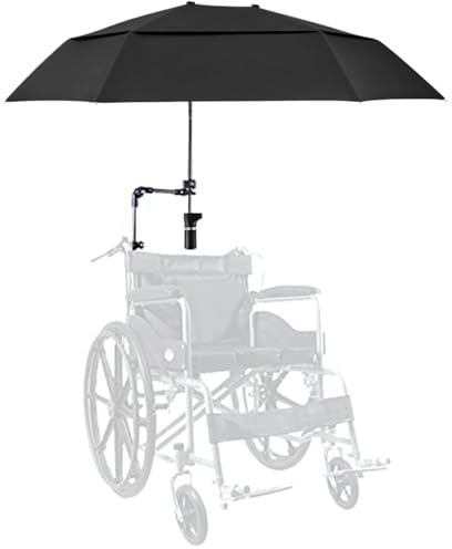 Silla paraguas con abrazadera ajustable, UV 50+ UV Protection Beach Silla paraguas, 40.9 paraguas de silla de playa extendida con abrazadera, paraguas de silla de ruedas impermeable para cochecito, c