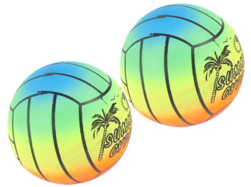 BESTonZON Aufblasbarer Regenbogen Volleyball 2 Stück PVC Spielzeugball 16cm für Kinder Indoor Outdoor Wassersport Strand Pool Leicht Fördert Motorik und Koordination
