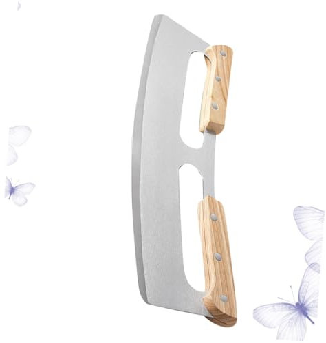 SHOWERORO Couteau Pizza Rocker Acier Inoxydable à Double Manche Bois Outil De Coupe Pour Pizzas Facile Et Précis Avec Lame Tranchante Pour Cuisine
