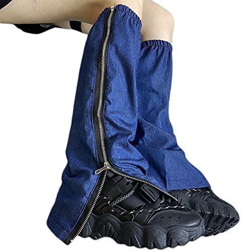 MHADBKH Japanische Beinstulpen für Damen, Gothic-Punk, seitliche Reißverschlüsse, wadenlang, Sonnenschutz, Fuß