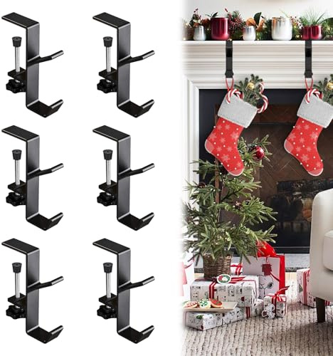 6 Stück Türhaken für Kranz, Türkranzhalter für Außentür und Innentür, Türhaken Weihnachten Aufhänger zum Einhängen Weihnachtskranz Türhaken für Türkranz Weihnachten und Weihnachtsdeko (Schwarz)
