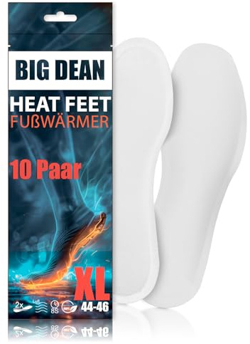 BigDean Fußwärmer – Sohlenwärmer für Schuhgröße 8h Wärme