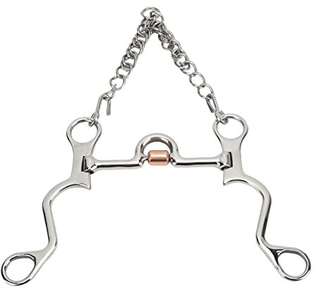 Pelham-Gebiss aus Edelstahl mit Kupferwalze und Neusilberverzierung, egebiss mit Gelenkmaul für Reitsportleistungen (130MM)