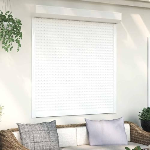BOWEKAM Home & Garden - Tapparella avvolgibile in alluminio, 130 x 140 cm, colore: bianco