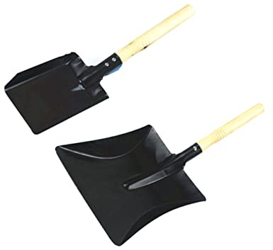 IMIKEYA 2PCS BBQ Ash Shovel Set - Carbon Steel Charcoal Shovel and Metal Dustpan for Fireplace and Garden
