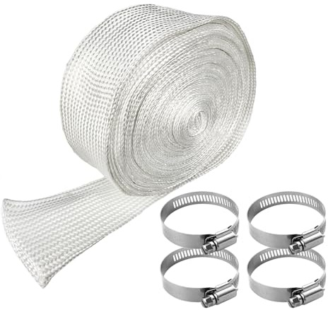ALI2 Abgasschlauch 25mm für Stromerzeuger,Hitzeschutzschlauch Auspuff,300cm Isolierung Schlauch High Temp Fiberglass Sleeving,Standheizung Abgasrohr Schlauch für Notstromaggregat (25mmx300cm)