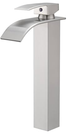 TIBRE XL Robinet mitigeur haut bec cascade chrome brossé gris - salle de bain