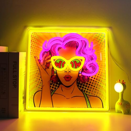 DWOOKE Neonschild,Hübsches Mädchen,UV-Druck Neonlichtschild, dimmbar,USB-betrieben,coole Frauen-Neonlichter für Schlafzimmer, Heimwanddekoration,Weihnachts-Geburtstags-und Partygeschenke für Mädchen