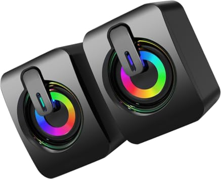SHINEOFI 1 Paio Casse Acustiche Gaming Cablato con Luce LED Colorata e Controllo Volume Altoparlanti USB per Laptop Audio Immersivo e Facile