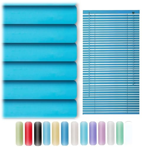 Hogar Oficina Persiana Veneciana de Aluminio, 25mm Estores Horizontales Blackout para Interior Cortinas Personalizables Privacidad Impermeables 45cm 60cm 80cm 100cm 120cm 150cm(Azul Oscuro)
