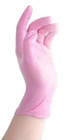 PBHOVIITG Guantes de nitrilo rosas, elásticos, duraderos y desechables, ideales for el cuidado mascotas, lavavajillas herramientas limpieza del hogar, 20/50/100 unidades(20PCS,M)