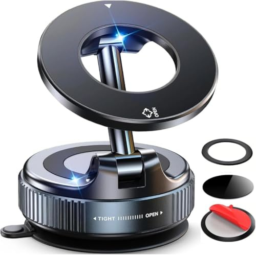 LUKA HERO 2026 Upgraded Vacuum Magnetic Car Phone Holder, Suction Phone Mount 360° Rotatable, Foldable & Adjustable for Your Car/Gym/Mirror Cell Phone Holders for iPhone & Android
