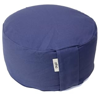 Cojín de Meditación Chakra – Funda de Algodón Lavable – Relleno Ajustable de Cáscara de Trigo Sarraceno – Ergonómico y Ecológico para Yoga, Mindfulness y Postura Correcta (Azul Denim)