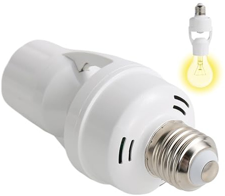 Fassung E27 mit Bewegungsmelder, Bewegungsmelder LED Lampenfassung E27 Sockel-Konverter, Adapterschalter Einstellbarer PIR-Bewegungsmelder