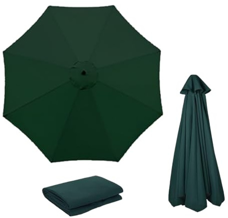 Telo di Ricambio for Ombrellone da Giardino Impermeabile Con 8 Stecche Colonna Centrale A Banana In O Sabbia(Dark green,4.0m)