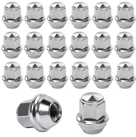 Nimblyne 20 stycken krom, sluten ände M12 x 1,5 Lug Spår: M12 x 1,5 endelad krom-hjulmuttrar i originalstil, lock stängd konisk linning kompatibel med de flesta Ford-modeller