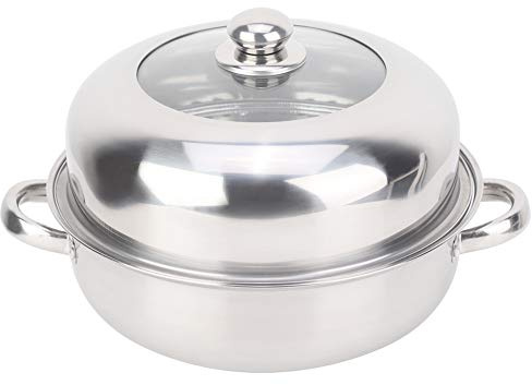Cesta de Cocción Al Vapor con Tapa de Cristal, Olla para Cocinar al Vapor Olla de Vapor Vaporera Acero Inoxidable, Cacerolas de Cocina Acero Inoxidable, Hotpot Chino Utensilios de Cocina