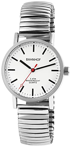 Armbanduhr Herren Flexband Silber Edelstahl | Senioren Armbanduhr Herren mit Dehnband | Herrenuhr analog bequem – Seniorenuhr Demenz leicht anzulegen