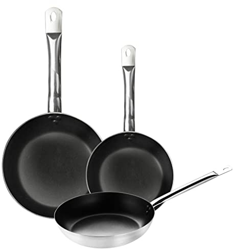 PINTINOX Prima Collection Padella Bassa in Alluminio Crudo Professionale Serie Alu Easy, con Manico Tubolare in Acciaio, Interno Antiaderente 3 Strati (SET 20-24-28)