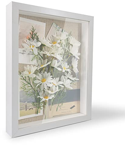GraduationMall 28x35cm 3D Cornice Profonda Scatola per Ombre,Cornici per Foto per Oggetti fino 3.8 cm,Scatola di Memoria,Cornici da Parete e da Tavolo Bianco