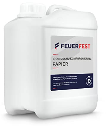 FEUERFEST® Brandschutzimprägnierung für Papier, Pappe und Stroh - DIN 4102-B1 - Flammschutzmittel/Brandschutzmittel - 2,5L Kanister