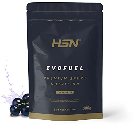 HSN Evofuel Pre + Intra Entreno | Grosella Negra 500g | Cafeína + Carbohidratos + Electrolitos + Aminoácidos + Nitratos + Óxido Nítrico | No Incluye Dosificador | No-GMO, Vegetariano, Sin Gluten
