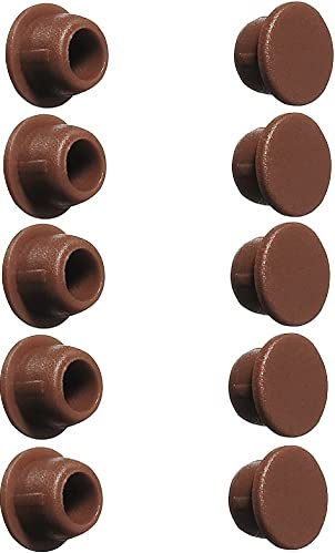 cyclingcolors 10x Abdeckkappen Kunststoff Blindbohrung Stopfen Blindstopfen Abdeckung Möbel (Ø6mm/Braun RAL 8007)