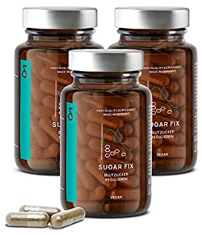 CLAV® 3x N°9 SUGAR FIX - Zimt Kapseln Hochdosiert - 400mg Zimt Extrakt - Blutzucker Balance mit Chrom - Zink - Bittermelone - Jambulbaum Extrakt - Stoffwechsel Formel - 180 St. Vegan